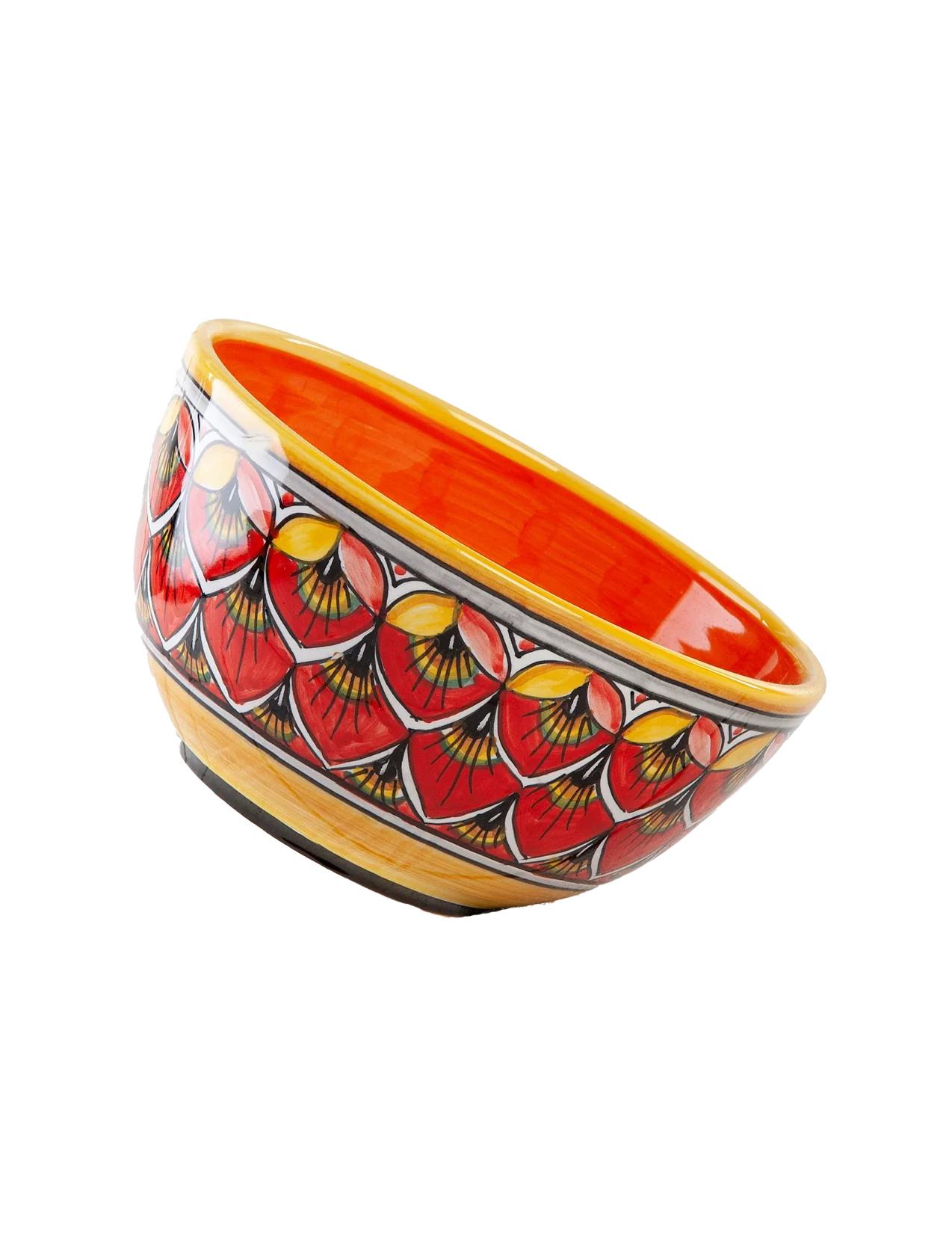 Deruta Geometric Peacock Pattern 6 inch Bowl