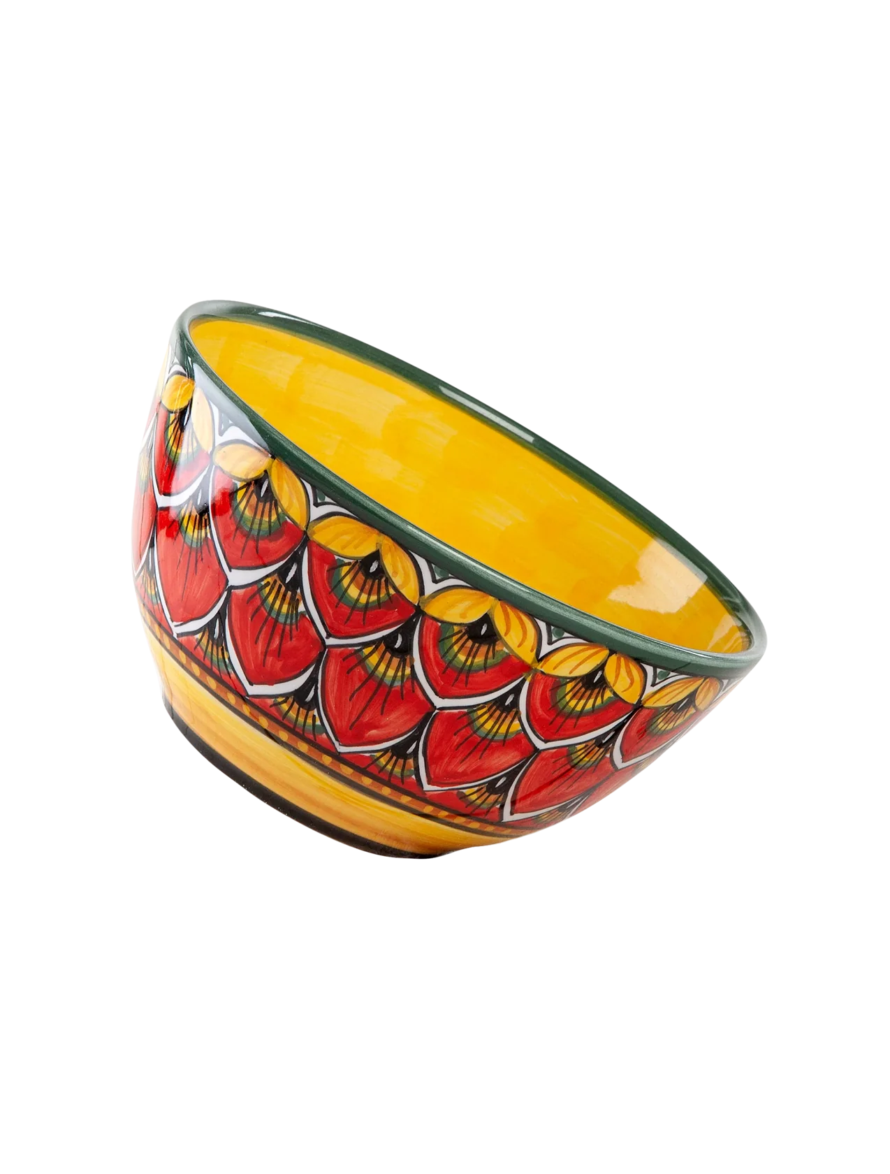 Deruta Geometric Peacock Pattern 6 inch Bowl - Image 2