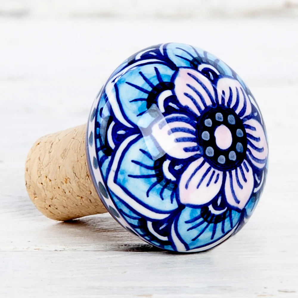 Deruta Geometric Peacock Pattern Bottle Stopper