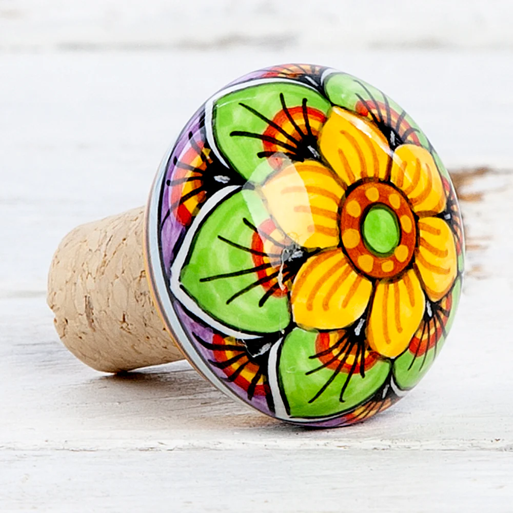 Deruta Geometric Peacock Pattern Bottle Stopper - Image 2