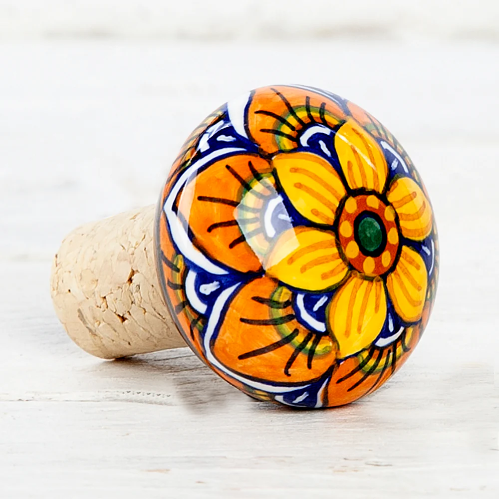 Deruta Geometric Peacock Pattern Bottle Stopper - Image 3
