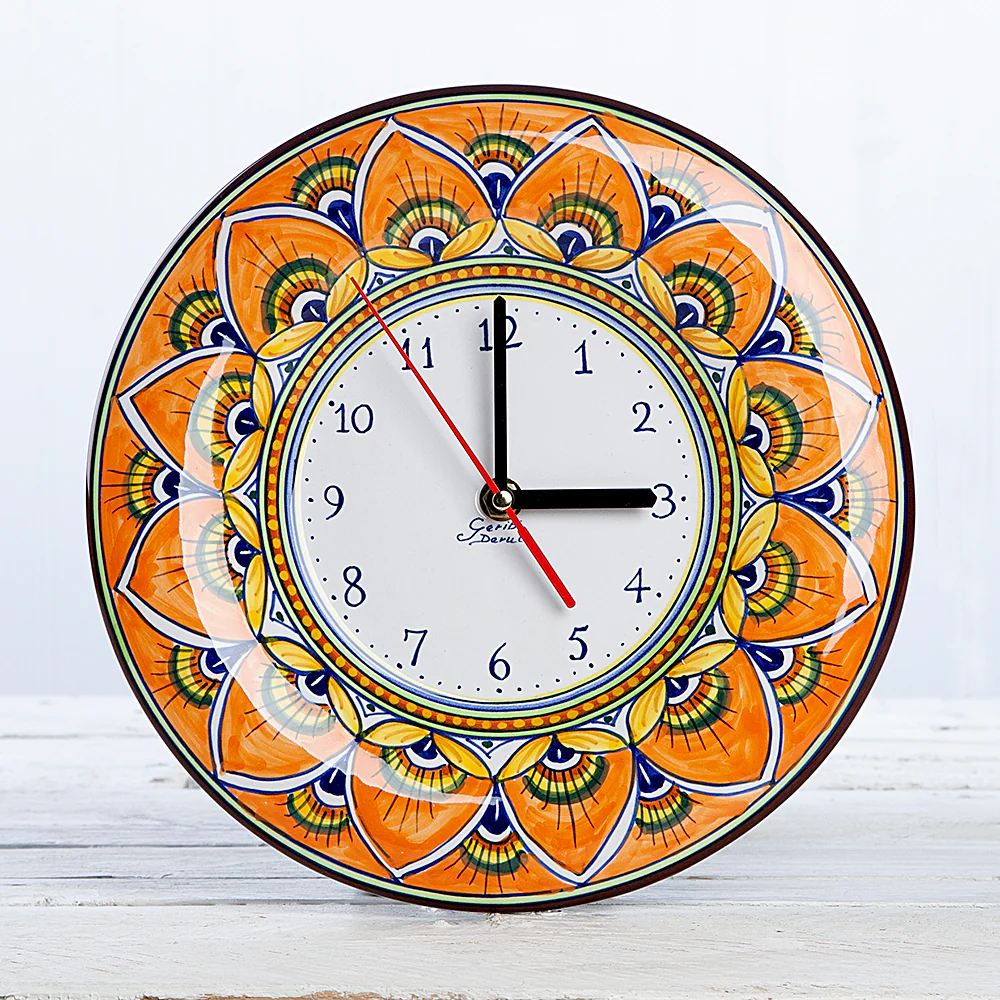 Deruta Geometric Peacock Pattern Wall Clock