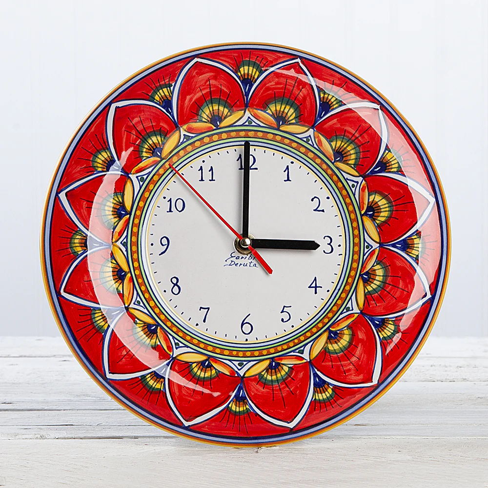 Deruta Geometric Peacock Pattern Wall Clock - Image 2