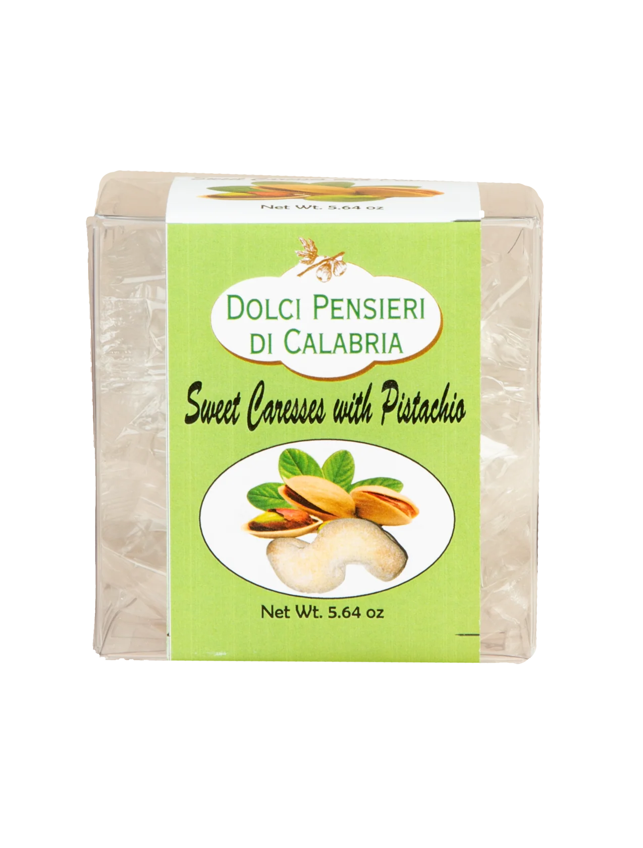 Soft Almond Marzipan Pistachio "Carezze" Cookies - 5.6 oz