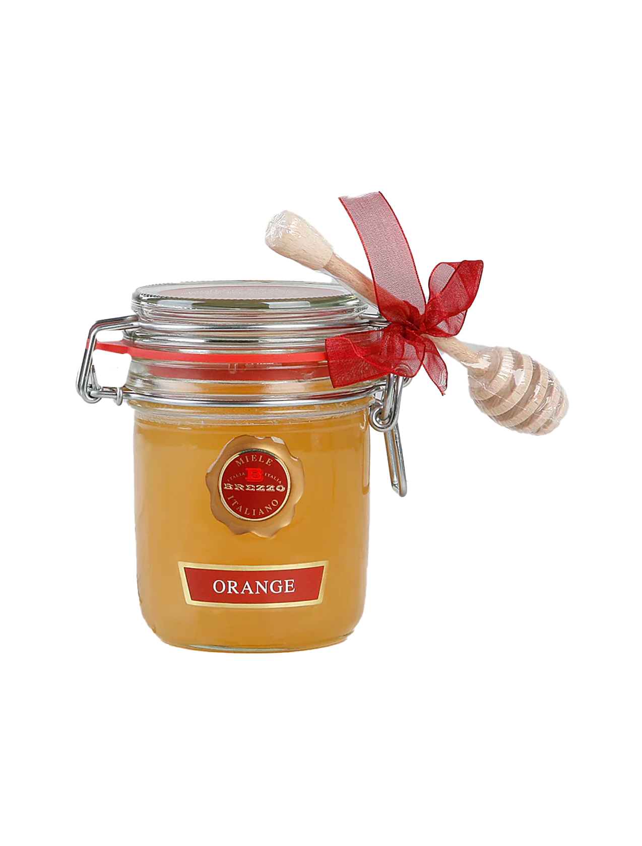 Orange Honey in Glass Jar with Wooden Honey Dipper - 14.1 oz