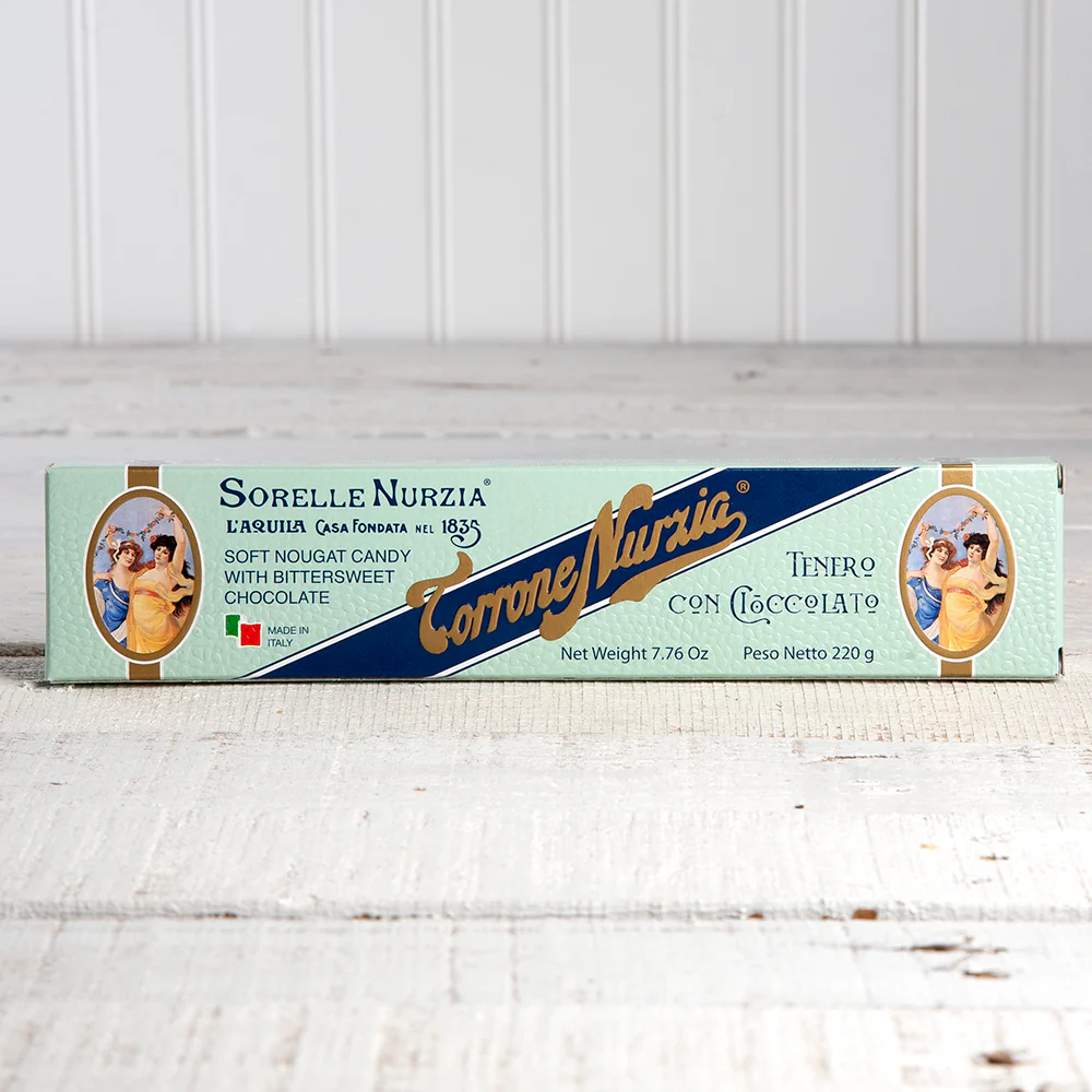 Soft Dark Chocolate Nougat Torrone with Hazelnuts - 7 oz