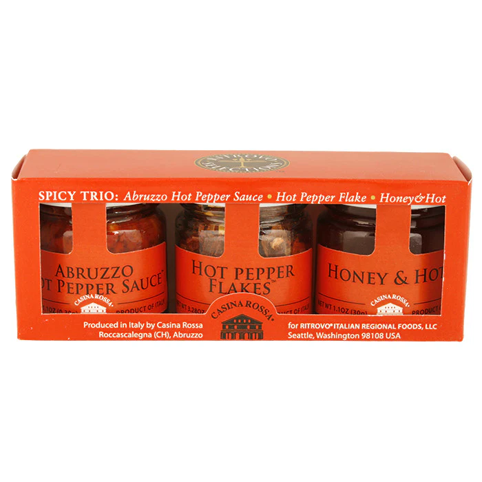 Spicy Trio Set - Abruzzo Hot Pepper Sauce, Hot Pepper Flakes, and Spicy Honey